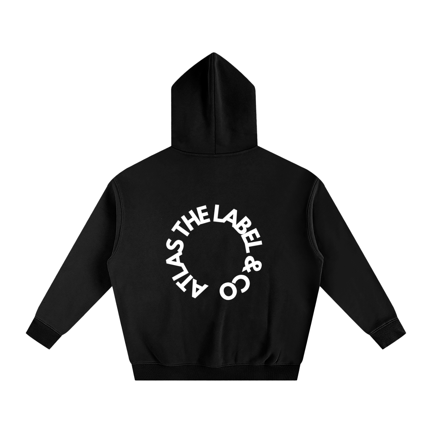 Oversize Fleeced Hoodie Circle Black