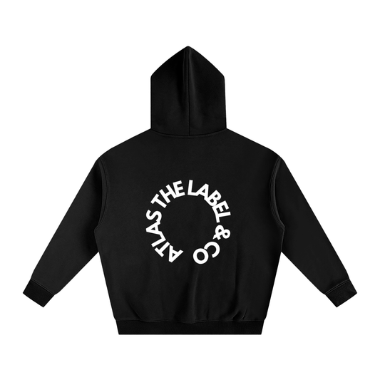 Oversize Fleeced Hoodie Circle Black